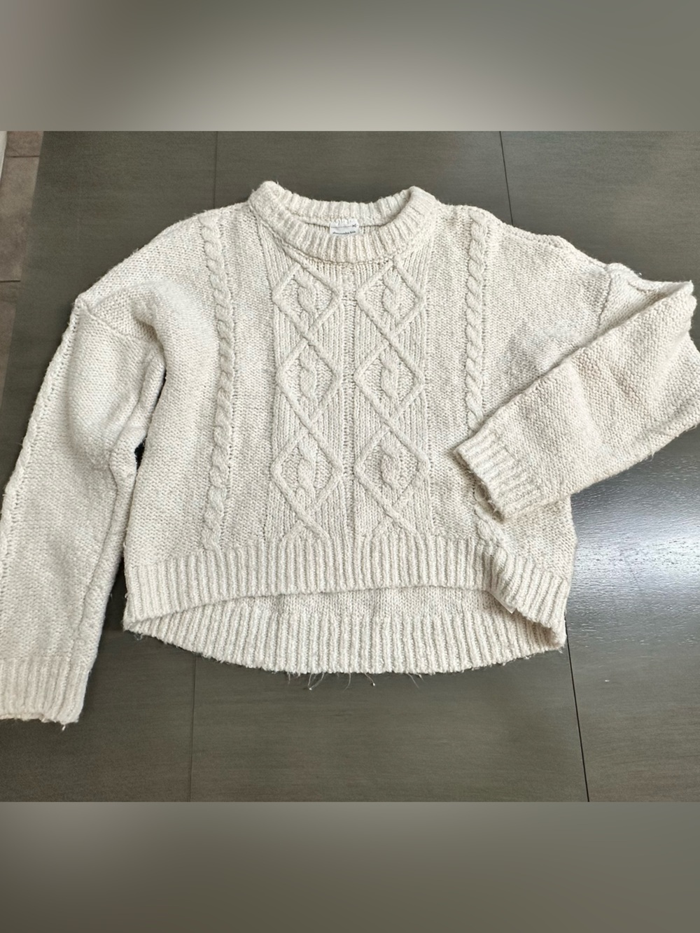 abercrombie kids Cream Cable-Knit Scoop Sweater